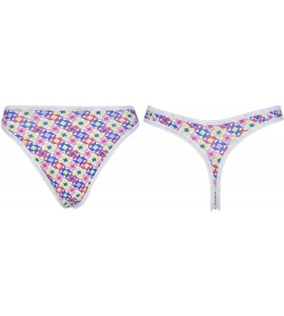 Panties Women 100% Cotton Thongs-Print & Color May Vary - Multicoloured - CY12H3K32O7 $19.23