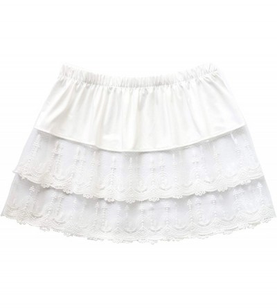 Slips Women's Lace Extender Mini Lace Skirts Half Slip Extra Length Plus Size - 2 Pack Mini (White+gray) - CH19CGKILYM $15.72