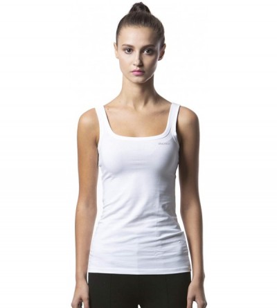 Camisoles & Tanks Women's Slim-Fit Athletic Camisole Scoop Neck Tight Undershirts Stretch Lycra Yoga Tanks - White - C318T70N...