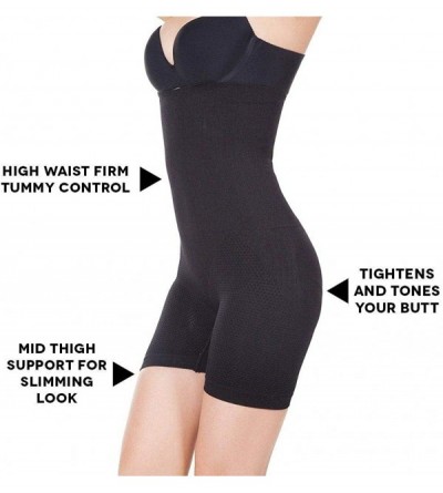Shapewear Womens Shapewear Tummy Control Shorts Brilliance High-Waist Panty Mid-Thigh Body Shaper Bodysuit - Black - C9189Y2Y...