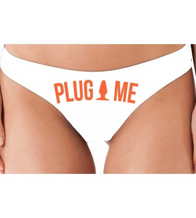Panties Anal Plug Me Funny Cute Sexy White Thong for Daddys Butt Slut - Orange - CE18NUW2WZ4 $28.09