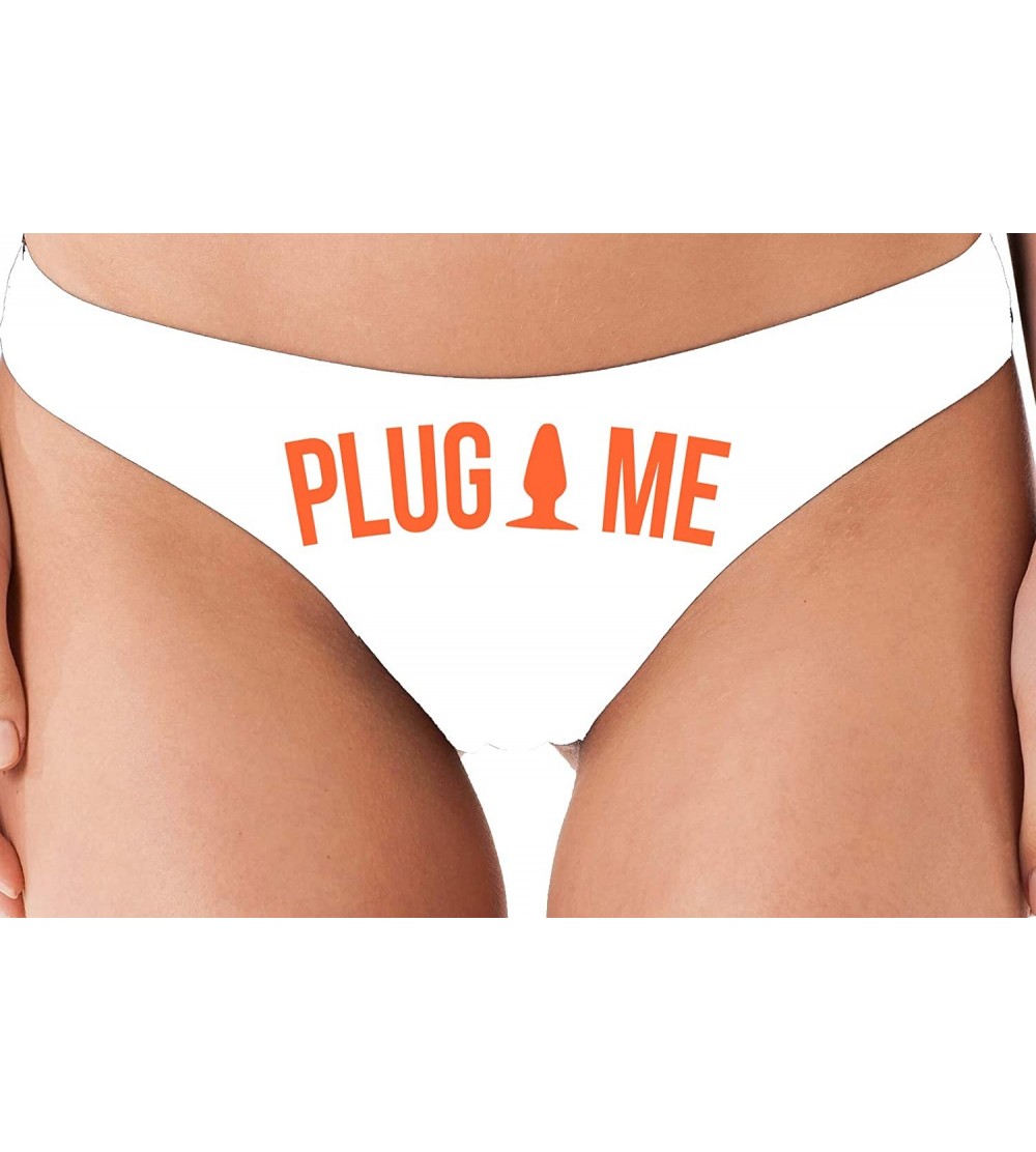 Panties Anal Plug Me Funny Cute Sexy White Thong for Daddys Butt Slut - Orange - CE18NUW2WZ4 $18.48