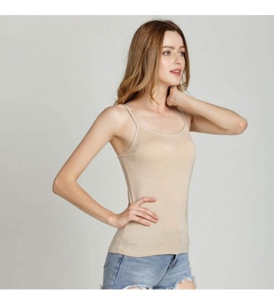 Slips Women's Camisole- Fashion Wild Slim Fit Cami Vest Tank Tops Underwear Tops - Beige - C5195Y53KKS $12.51