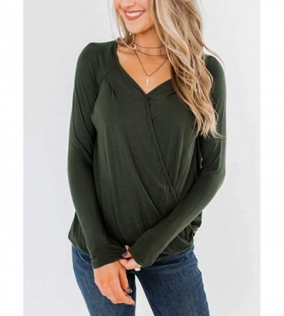 Camisoles & Tanks Women's V Neck Wrap Cami Cute Tank Tops Pleated Camisole Shirts - Amy Green 1 - CO19E4NYHLR $19.90
