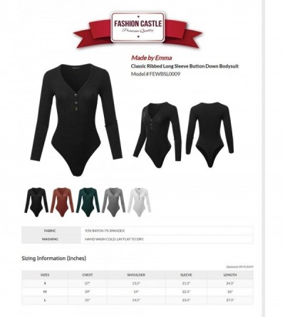 Shapewear Women's Classic Rib Long Sleeve Scoop Neck Bodysuit - Fewbsl0009 Deep Green - C618YCW5WS3 $11.81