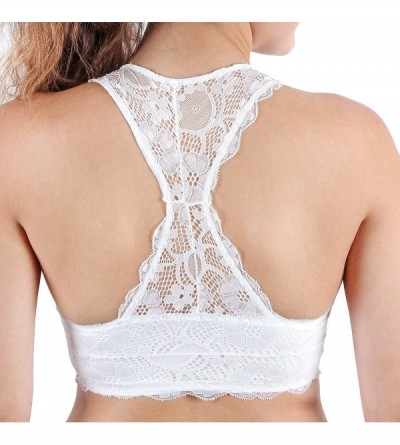 Bras Womens Floral Lace Bra Bralette | Bralettes for Women | Comfortable Lingerie | Strappy Lacy Bra | Padded Brallete - Whit...