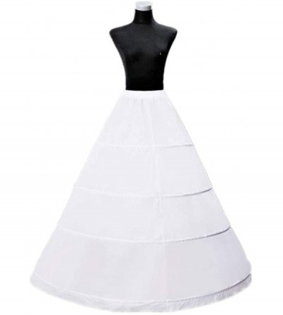 Slips 4 Hoops Skirt Support Bride Wedding Dress Petticoat-Lady Girls Party Prom Petticoat Long Underskirt White - CR18XNU9OES...