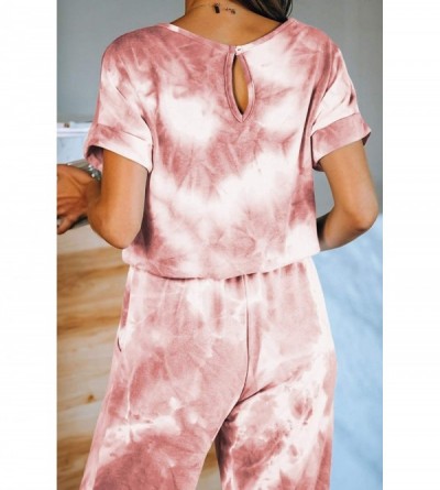 Sets Women Tie Dye Sweatsuit Long Sleeve Pullover Sweatpants 2 Piece Jogger Sets - 3-pink - C219CZRE86M $48.87