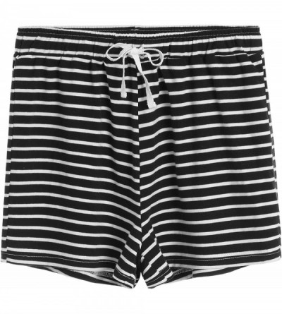 Bottoms Women's Cotton Striped Pajama Shorts - Black - C417YYXIHAA $35.71