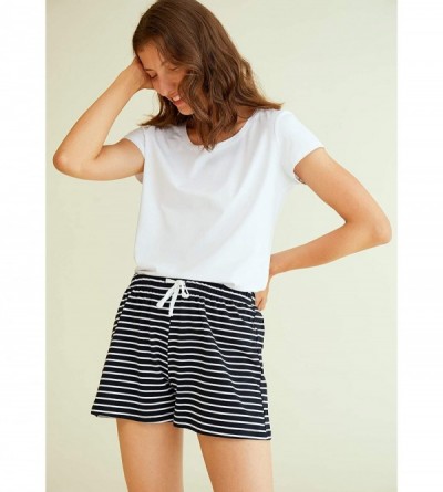 Bottoms Women's Cotton Striped Pajama Shorts - Black - C417YYXIHAA $33.53