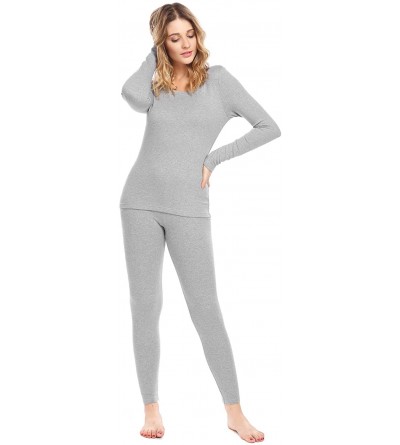 Thermal Underwear Women Long Sleeve Pajamas Thermal Base Layer Underwear Set Lightweight Cotton Nighty - Gray - C51888EQ3DZ $...
