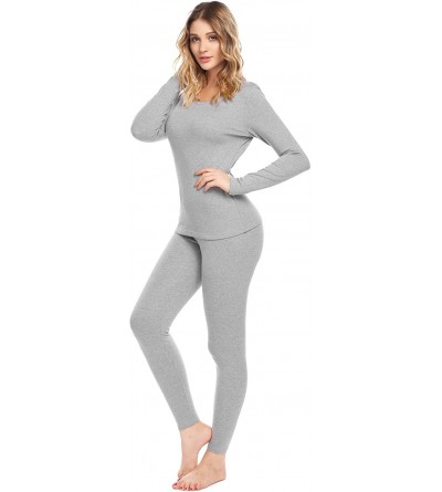 Thermal Underwear Women Long Sleeve Pajamas Thermal Base Layer Underwear Set Lightweight Cotton Nighty - Gray - C51888EQ3DZ $...