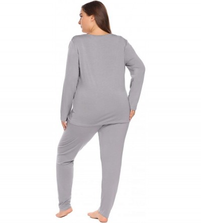 Thermal Underwear Women's Plus Size Long Johns Sets 2 Pcs Base Layer Sets Thermal Underwear Top & Bottom Pajamas(16W-28W) - G...