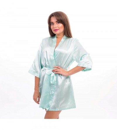 Robes Satin Robe for Bridesmaid Party with Black Writing - Mint-maid_of_honor - CK190OZKOWM $21.40