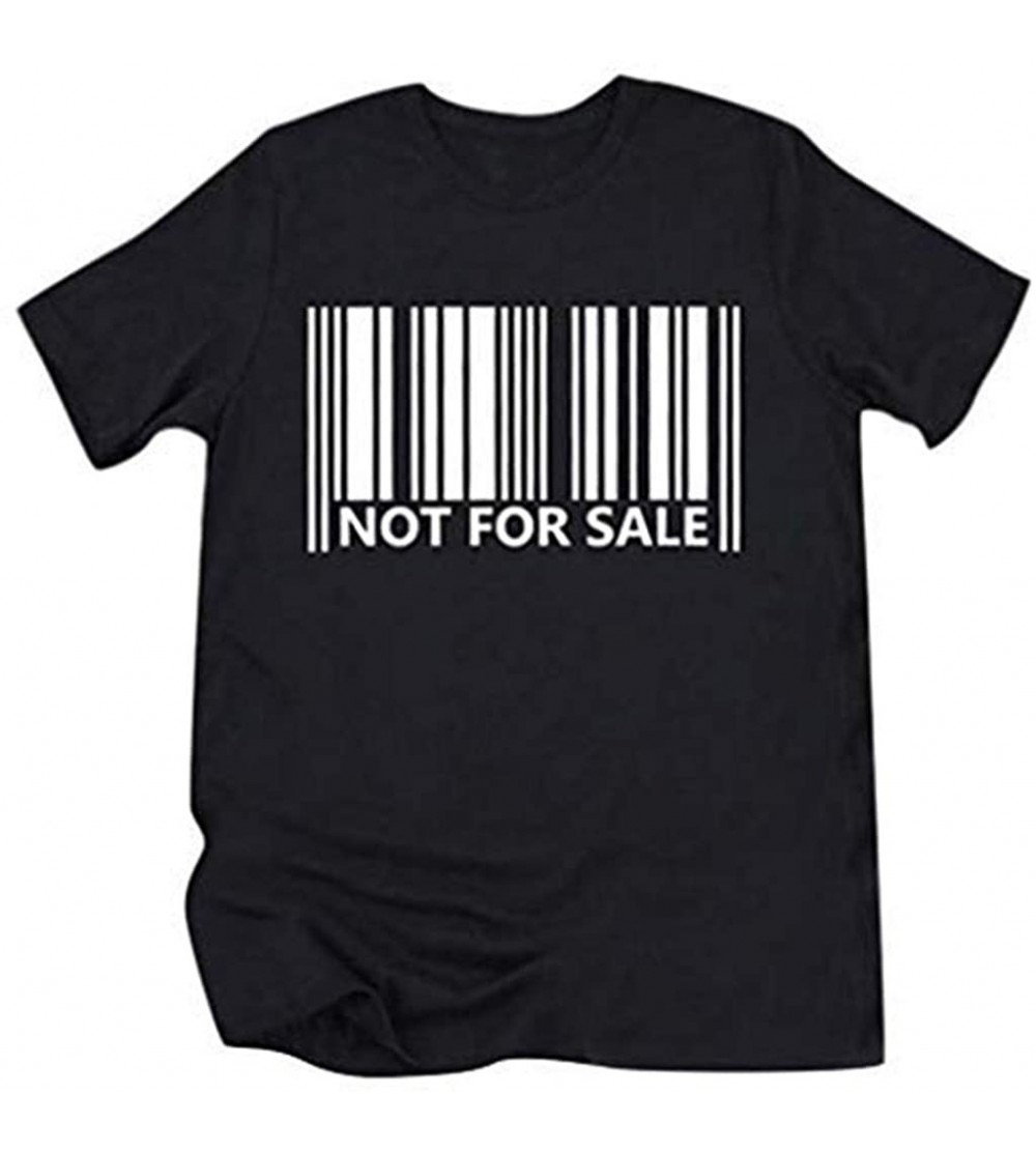 Tops Women's Short Sleeve Barcode Letter Print Casual T-Shirt Top - Black - CY196SW5AUK $12.35