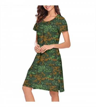 Nightgowns & Sleepshirts Womens Camouflage Yellow Army Short Sleeve Nightgown Soft Sleeping Shirts Loungewear Nightshirts - C...