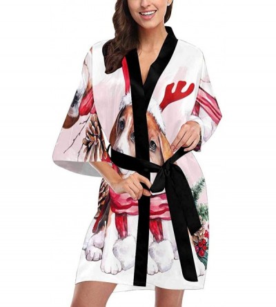 Robes Custom Christmas Reindeer Women Kimono Robes Beach Cover Up for Parties Wedding (XS-2XL) - Multi 3 - C7194A4N55G $85.42