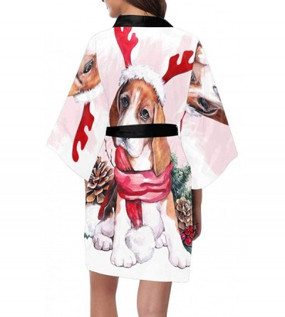 Robes Custom Christmas Reindeer Women Kimono Robes Beach Cover Up for Parties Wedding (XS-2XL) - Multi 3 - C7194A4N55G $35.50