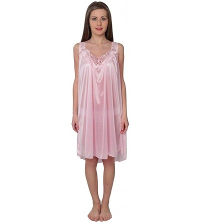 Nightgowns & Sleepshirts Women's Tricot Sleeveless Long Nightgown - Pink - C911U7QNN2B $12.53