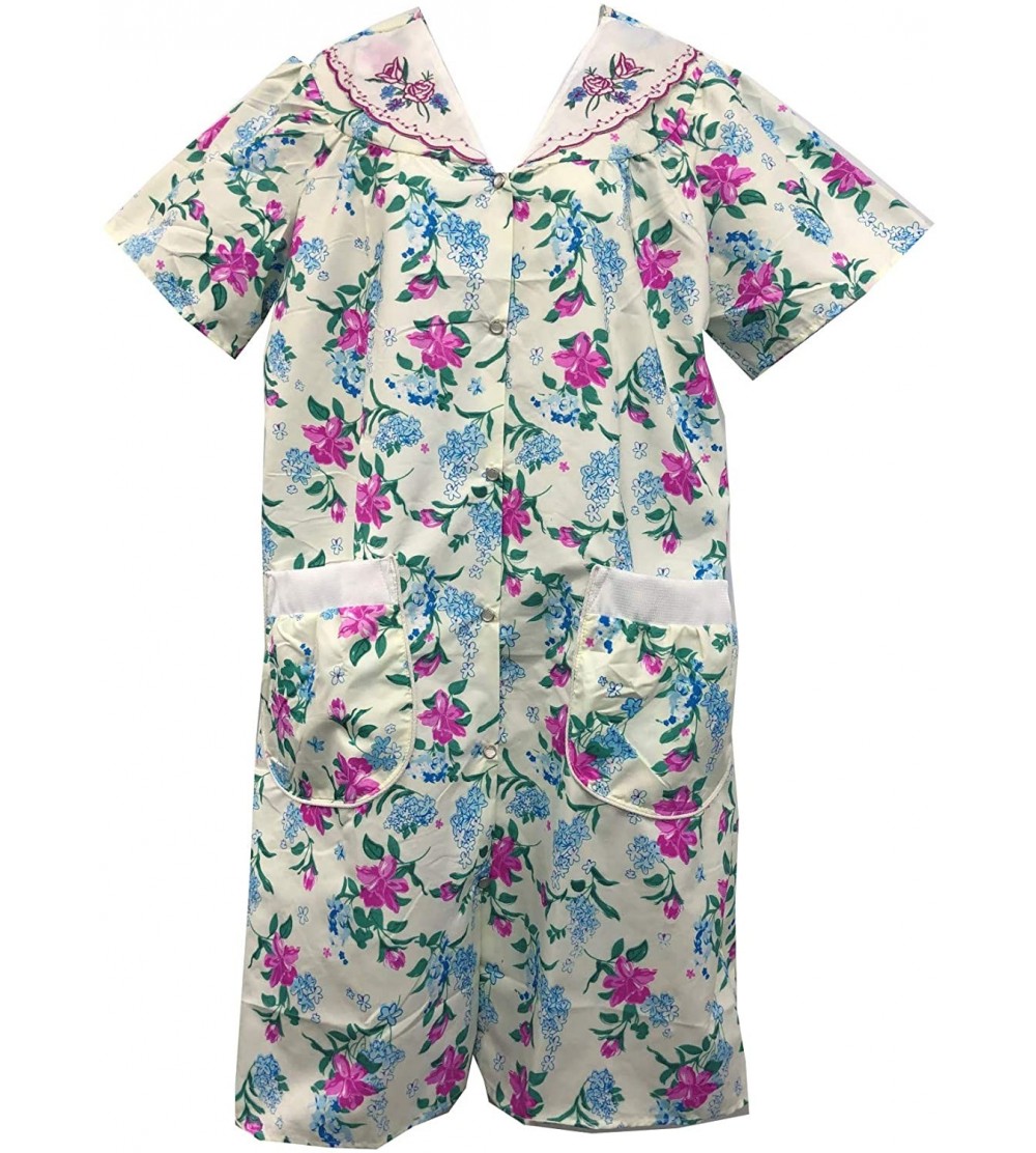 Nightgowns & Sleepshirts Snap Down Open Front Women House Gown - Nightgown - Duster - LAT-2013 - Print 5 - CE19CXXDWID $13.73