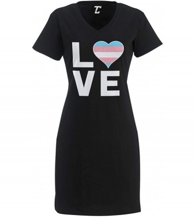 Nightgowns & Sleepshirts Love Transgender Heart - LGBTQ Pride Women's Nightshirt - Black - CF18RHY0NNO $20.60