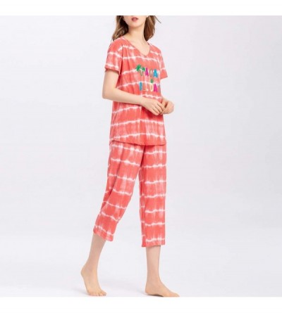 Nightgowns & Sleepshirts Women's Sleepwear Tops with Capri Pants Pajama Sets - All Day - CH18ARGO3WI $18.56