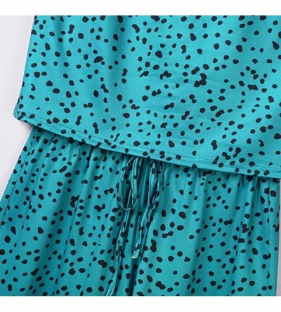 Sets Women Leopard Sleeveless Pajama Set 2PCS Night Lounge Top Short Sleepwear Cami Shorts Set Nightwear - Blue - CK198MXG7ZH...