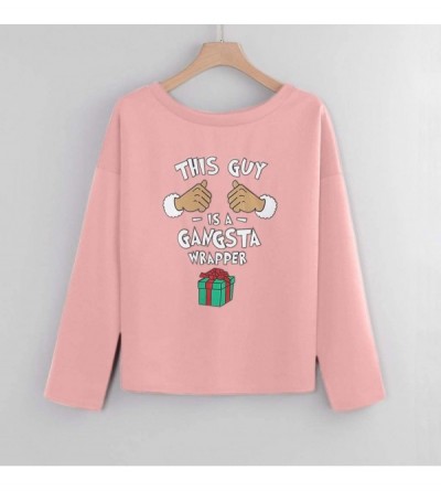 Thermal Underwear Women Christmas Warm T-Shirt Long Sleeve Print Blouse - Pink - C318AAD6RZ8 $13.49