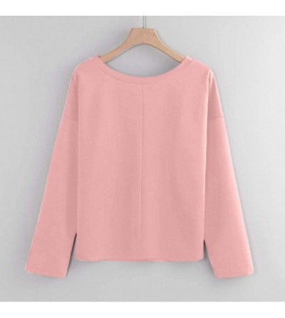 Thermal Underwear Women Christmas Warm T-Shirt Long Sleeve Print Blouse - Pink - C318AAD6RZ8 $13.49