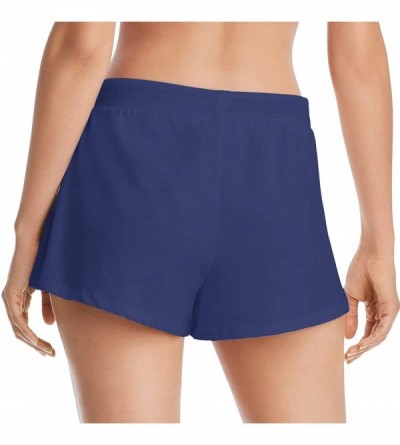 Sets Womens Cami and Shorts Pajama Sets Sexy Lingerie V Neck Camisole Top Drawstring Pockets PJ Shorts Nightwear Navy - CM199...