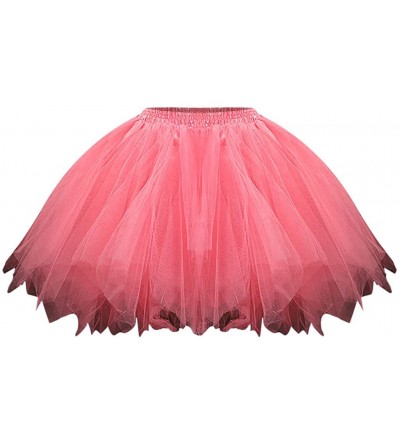 Bottoms Women's Tutu Christmas Tulle Skirt 50s Vintage Ballet Bubble Dance Skirts - Watermelon Red - CR1942E4K2Y $32.51