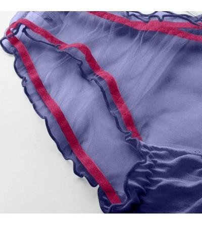 Robes Female Personality Multicolor Transparent Mesh Sexy Lace Lingerie Ladies Panties - Purple - C9194L7NU5Q $9.51