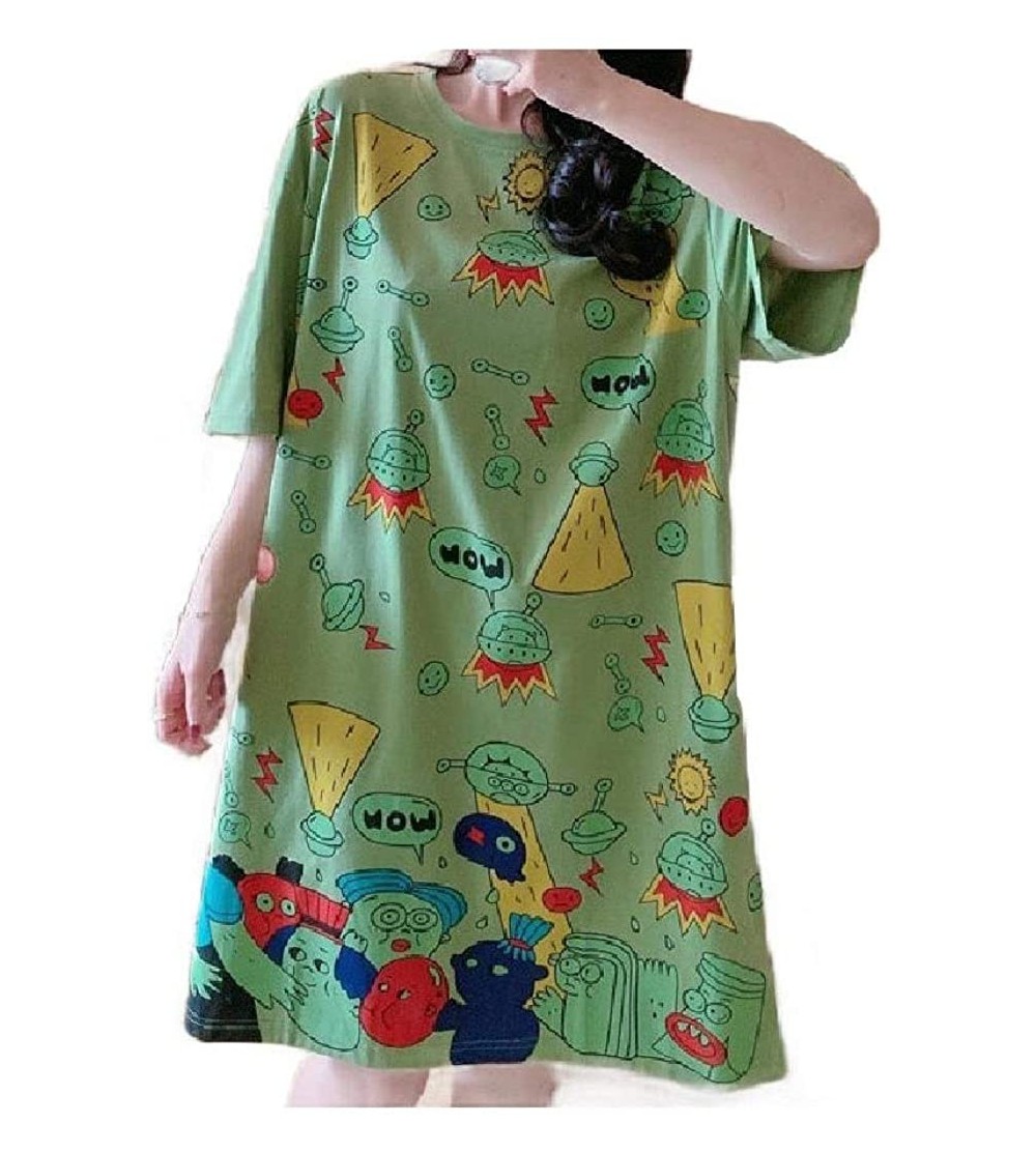 Nightgowns & Sleepshirts Womens Lounger Short Sleeves Sleep Dress Relaxed Nightgown Nightgown - As12 - CZ19E78ZLL6 $23.67