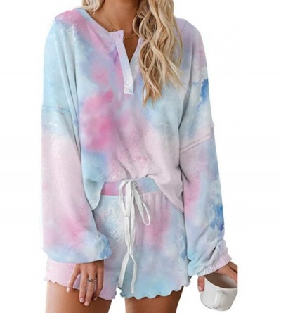 Sets Women's Tie-Dyed Pajamas Comfortable Breathable Fungus Shape Long Sleeve Home Clothing - Sycx-7 - C2190LCMI3I $30.77