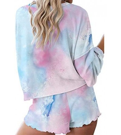 Sets Women's Tie-Dyed Pajamas Comfortable Breathable Fungus Shape Long Sleeve Home Clothing - Sycx-7 - C2190LCMI3I $30.77