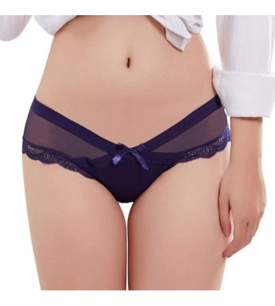 Thermal Underwear Fashion Delicate Women Translucent Underwear Sheer Lace Tank Lace Underpant - Blue - C8198SDQH9L $8.17