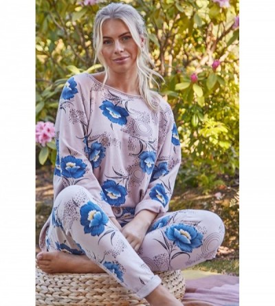 Tops Women Floral Print Long Sleeve Lounge T-Shirt - Light-pink - C719DG2H332 $24.35