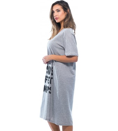 Nightgowns & Sleepshirts Short Sleeve Nightgown Sleep Dress for Women Sleepwear - Grey - Jesus Coffee Naps - C918453U8NK $16.41