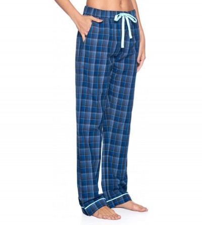 Bottoms Women's Sleep Pajama Pants | Woven Plaid Long PJ Sleepwear & Loungewear Bottoms - Blue/Grey - CC18ULZKC79 $22.37