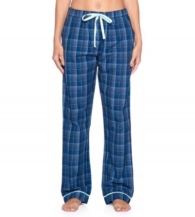 Bottoms Women's Sleep Pajama Pants | Woven Plaid Long PJ Sleepwear & Loungewear Bottoms - Blue/Grey - CC18ULZKC79 $22.37
