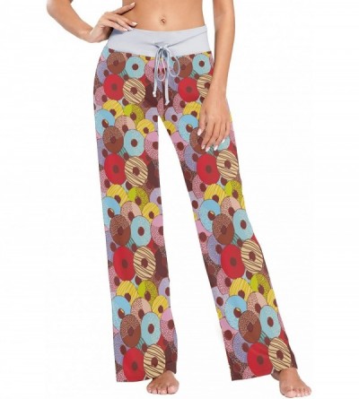 Bottoms Women Jersey Pajama Pants Drawstring Loose Palazzo Lounge Pants Sleepwear - Chocolate Sweet Donuts - CJ19057HDSY $30.29