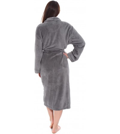 Robes Women's Soft Plush Long Sleeved Bathrobes with Pockets - 29_grey - C3186RET3EK $31.11