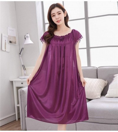 Nightgowns & Sleepshirts Sleepwear Women's Casual O Neck Nightshirt Short Sleeve Long Nightgown Sexy Embroidered Nightwear - ...