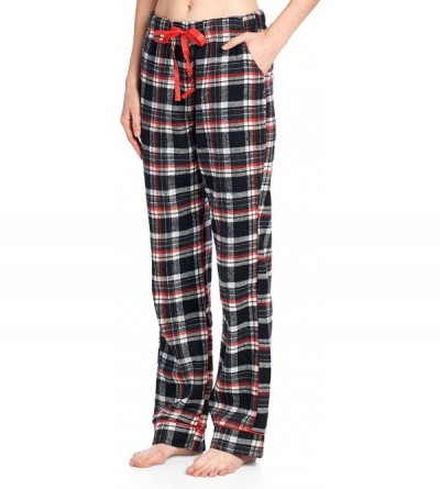 Bottoms Women's Super Soft Flannel Plaid Pajama Sleep Pants - Black Ivory - C618EDEOG86 $16.77