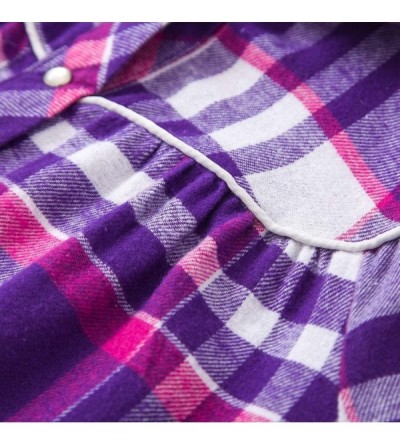 Nightgowns & Sleepshirts Women's Sleep Shirt Flannel Print Pajama Top Button-Front Nightshirt Sleepwear - Longpu - CU1928HYT2...