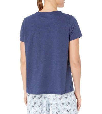 Tops Women's Pajama Lounge Top Short Sleeve T-Shirt Pj - Heather Marine - CD18E47GY7X $18.55