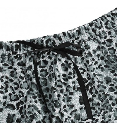 Sets Womens Lace Trim Satin Cami and Shorts Pajama Set Plus Size Leopard Print Short Sleepwear Lingerie Nightwear Gray M - CZ...