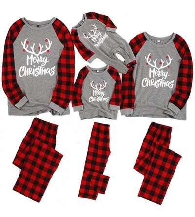 Sets Matching Family Pajamas Christmas Elf Sleepwear Cotton Holiday Pjs Set - Grey& Plaid - CL192DEIECW $21.57
