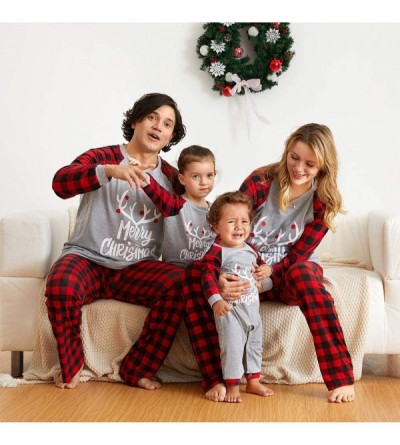 Sets Matching Family Pajamas Christmas Elf Sleepwear Cotton Holiday Pjs Set - Grey& Plaid - CL192DEIECW $21.57
