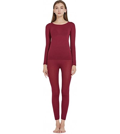 Seamless Scoop Neck Super Thin Thermal Base Layer Set Top and Bottom 